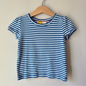 Mini Boden Girl’s Pointelle Blue Striped T-Shirt Size 4-5Y